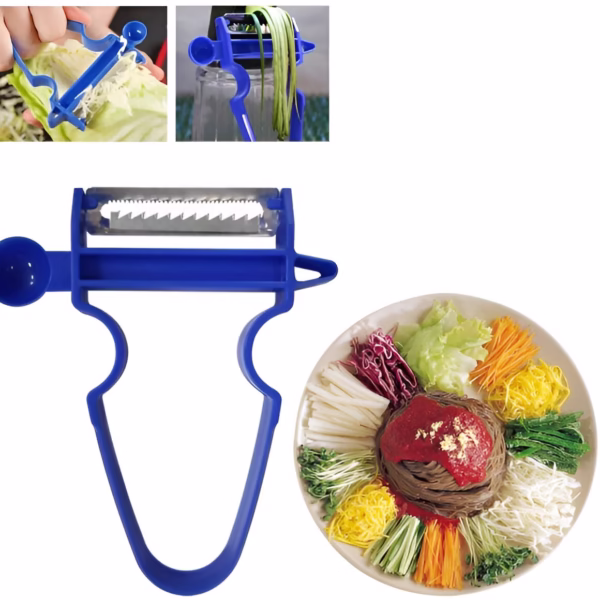 Set 3 Accesorii de Decojire, Razuire si Feliere, Flippy, pentru Legume si Fructe, Negru-Rosu-Albastru - imagine 7