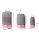 Set 3 Genti de Calatorie Flippy, Pentru Depozitare, Compresibile, 3 Dimensiuni, Mic, Mediu, Mare, Impermeabile, Fermoar Dublu, Roz - imagine 12