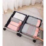 Set 3 Genti de Calatorie Flippy, Pentru Depozitare, Compresibile, 3 Dimensiuni, Mic, Mediu, Mare, Impermeabile, Fermoar Dublu, Roz - imagine 16