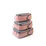 Set 3 Genti de Calatorie Flippy, Pentru Depozitare, Compresibile, 3 Dimensiuni, Mic, Mediu, Mare, Impermeabile, Fermoar Dublu, Roz - imagine 4