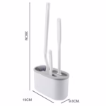 Set 3 Perii pentru Toaleta, Flippy, din Silicon, Perie Zimtata, Cap Flexibil, Suport Adeziv pentru Montarea pe Perete, 39 x 19 x 9.8 cm, Gri/Alb - imagine 5