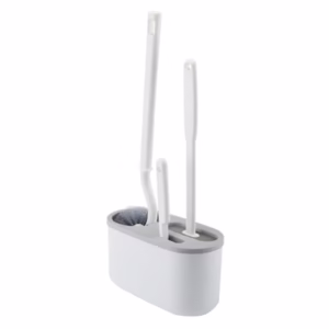 Set 3 Perii pentru Toaleta, Flippy, din Silicon, Perie Zimtata, Cap Flexibil, Suport Adeziv pentru Montarea pe Perete, 39 x 19 x 9.8 cm, Gri/Alb