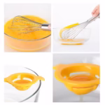 Set 3 ustensile pentru bucatarie Flippy, 2 teluri, un separator oua, inox/silicon, Galben - imagine 3