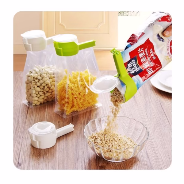 Set 4 cleme cu capac Flippy, pentru sigilare pungi alimente, material ABS, multicolor - imagine 3