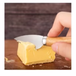 Set 4 cutite pentru branza Flippy, din otel inoxidabil, maner din lemn de salcam, pentru branza sau unt, 15 x 6.3 x 3 cm, argintiu - imagine 2