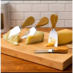 Set 4 cutite pentru branza Flippy, din otel inoxidabil, maner din lemn de salcam, pentru branza sau unt, 15 x 6.3 x 3 cm, argintiu - imagine 5