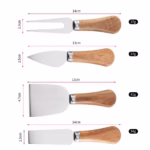 Set 4 cutite pentru branza Flippy, din otel inoxidabil, maner din lemn de salcam, pentru branza sau unt, 15 x 6.3 x 3 cm, argintiu - imagine 8