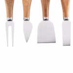 Set 4 cutite pentru branza Flippy, din otel inoxidabil, maner din lemn de salcam, pentru branza sau unt, 15 x 6.3 x 3 cm, argintiu - imagine 11