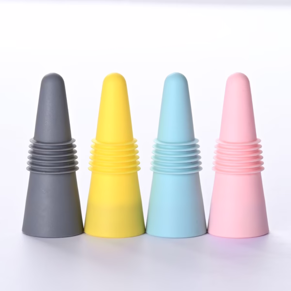 Set 4 dopuri reutilizabile din silicon Flippy, pentru sticle de vin, bautura, multicolor - imagine 2