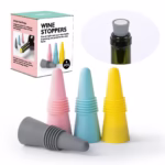 Set 4 dopuri reutilizabile din silicon Flippy, pentru sticle de vin, bautura, multicolor - imagine 5