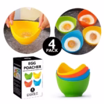 Set 4 forme pentru oua posate Flippy, din silicon rezistent la temperatura mare, usor de utilizat, multicolor - imagine 7