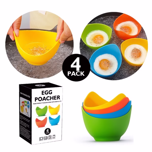 Set 4 forme pentru oua posate Flippy, din silicon rezistent la temperatura mare, usor de utilizat, multicolor - imagine 7