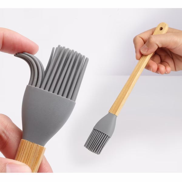 Set 5 Mini Spatule de Silicon Flippy, pensula, Stejar, Multicolor - imagine 2
