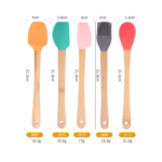 Set 5 Mini Spatule de Silicon Flippy, pensula, Stejar, Multicolor - imagine 10