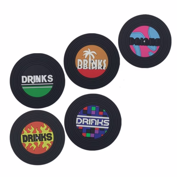 Set 5 Suporturi pentru Pahare, Filppy, din PVC, Diametru 9 cm, Rezistent la Caldura, Multicolor - imagine 1