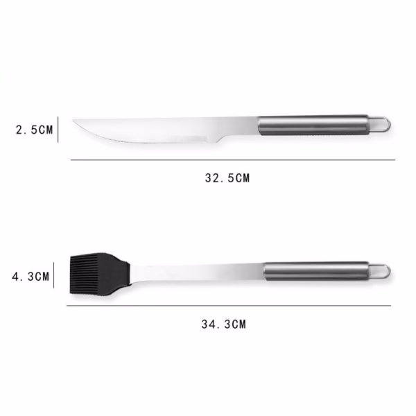 Set 5 Ustensile pentru Gratar, Flippy, din Otel Inoxidabil, Geanta Oxford, Argintiu - imagine 7