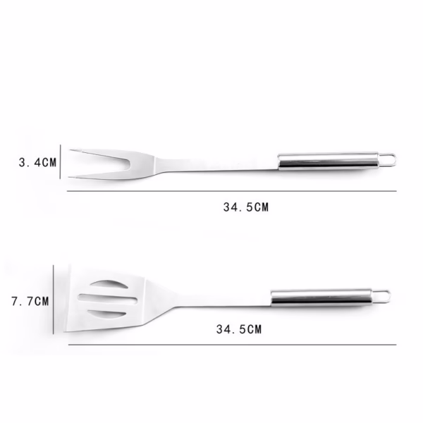 Set 5 Ustensile pentru Gratar, Flippy, din Otel Inoxidabil, Geanta Oxford, Argintiu - imagine 9