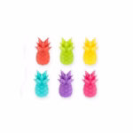 Set 6 Accesorii pentru Pahare, Flippy, pentru Petreceri/Cocktailuri, din Silicon, Model Ananas, Multicolor - imagine 3