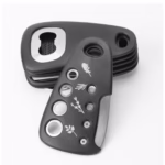 Set 6 in 1 mini ustensile bucatarie Flippy, taietor pizza, cutit, curatator, razatoare, desfacator, presa usturoi, manere din ABS, lame ascutite din otel inoxidabil, 7.1 x 12.9 x 4.8 cm,  negru - imagine 9