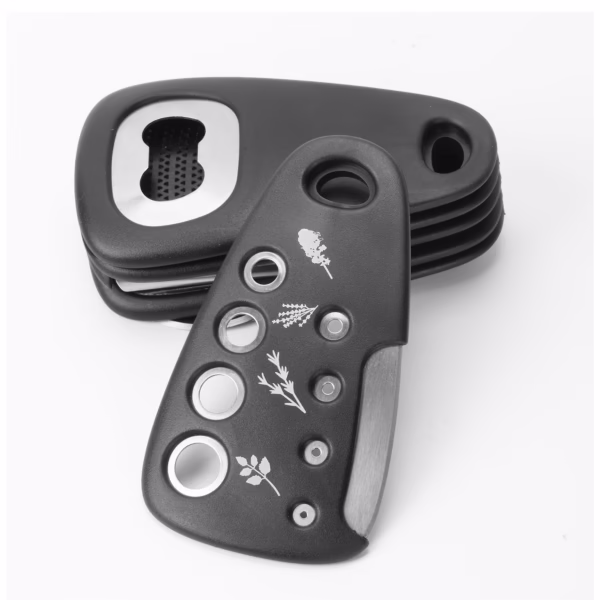 Set 6 in 1 mini ustensile bucatarie Flippy, taietor pizza, cutit, curatator, razatoare, desfacator, presa usturoi, manere din ABS, lame ascutite din otel inoxidabil, 7.1 x 12.9 x 4.8 cm,  negru - imagine 9