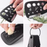Set 6 in 1 mini ustensile bucatarie Flippy, taietor pizza, cutit, curatator, razatoare, desfacator, presa usturoi, manere din ABS, lame ascutite din otel inoxidabil, 7.1 x 12.9 x 4.8 cm,  negru - imagine 13