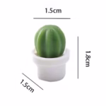 Set 6 Magneti de Frigider, Flippy, Model Cactusi in Ghiveci, din ABS si Magnet, Verde/Alb - imagine 3