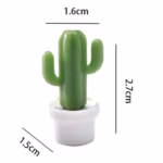 Set 6 Magneti de Frigider, Flippy, Model Cactusi in Ghiveci, din ABS si Magnet, Verde/Alb - imagine 4