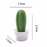 Set 6 Magneti de Frigider, Flippy, Model Cactusi in Ghiveci, din ABS si Magnet, Verde/Alb - imagine 6