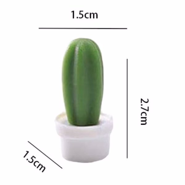 Set 6 Magneti de Frigider, Flippy, Model Cactusi in Ghiveci, din ABS si Magnet, Verde/Alb - imagine 6