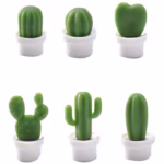 Set 6 Magneti de Frigider, Flippy, Model Cactusi in Ghiveci, din ABS si Magnet, Verde/Alb - imagine 9