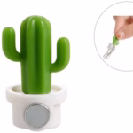 Set 6 Magneti de Frigider, Flippy, Model Cactusi in Ghiveci, din ABS si Magnet, Verde/Alb - imagine 10