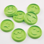 Set 7 Forme de Prajituri, Flippy, Model Emoticoane Smiley Face, Diferite Expresii, 7.7 x 1.5 cm, din PP, Verde - imagine 7