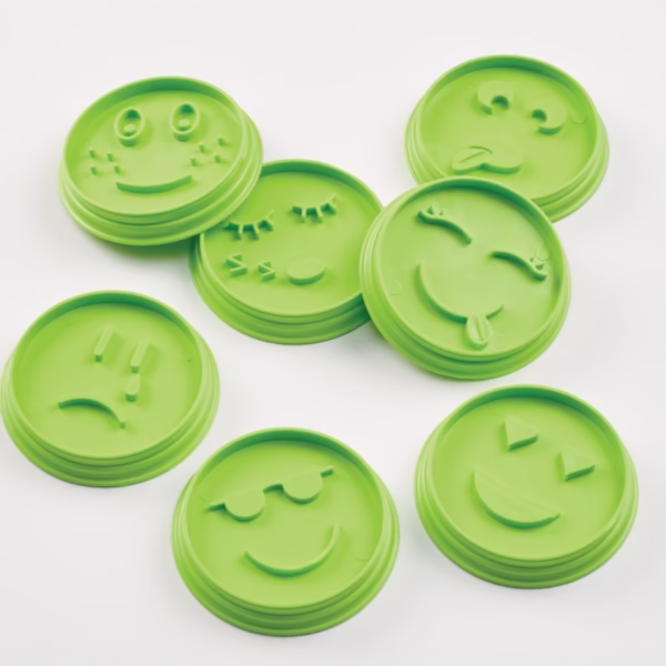 Set 7 Forme de Prajituri, Flippy, Model Emoticoane Smiley Face, Diferite Expresii, 7.7 x 1.5 cm, din PP, Verde - imagine 7