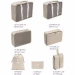 Set 7 Genti de Calatorie, Flippy, pentru Depozitare, Compresibile, 7 Dimensiuni, Impermeabile, Design cu Plasa, Pliabile, Manere Robuste, Fermoar dublu, Bej - imagine 3