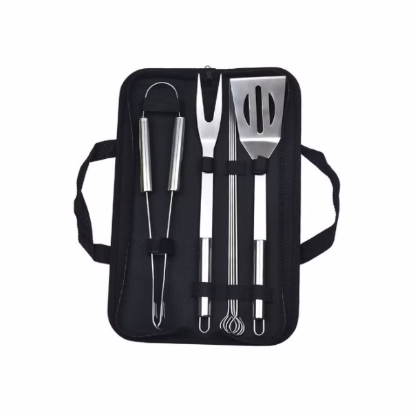 Set 7 Ustensile pentru Gratar, Flippy, din Otel Inoxidabil, Geanta Oxford, Argintiu - imagine 4
