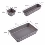 Set 8 cutii depozitare, pentru sertar, cosmetice, ustensile bucatarie, textile, plastic, gri, Flippy, 23.5 x 16 cm - imagine 7