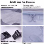 Set 8 huse organizare bagaj Flippy, material poliester, impermeabil, cu fermoar, pentru calatorii sau dulap, sac pentru pantofi inclus, pliabil, gri - imagine 3