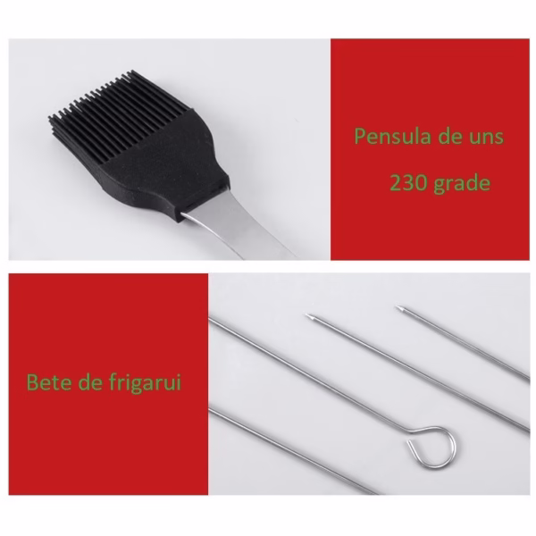 Set 9 Ustensile pentru Gratar, Flippy, din Otel Inoxidabil, Geanta Oxford, Argintiu - imagine 5