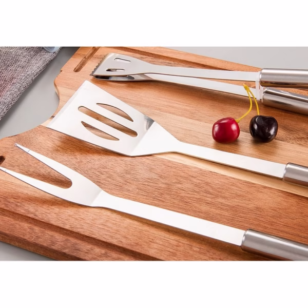 Set 9 Ustensile pentru Gratar, Flippy, din Otel Inoxidabil, Geanta Oxford, Argintiu - imagine 11