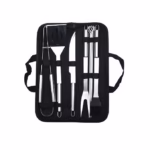 Set 9 Ustensile pentru Gratar, Flippy, din Otel Inoxidabil, Geanta Oxford, Argintiu