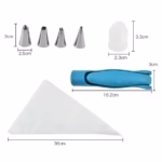 Set Accesorii Decorare Prajituri si Torturi, Flippy, 5 Capete pentru Modele, 21.7x18.8 cm, Ustensila Manuala pentru Ornare, Albastru - imagine 9