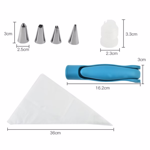 Set Accesorii Decorare Prajituri si Torturi, Flippy, 5 Capete pentru Modele, 21.7x18.8 cm, Ustensila Manuala pentru Ornare, Albastru - imagine 9
