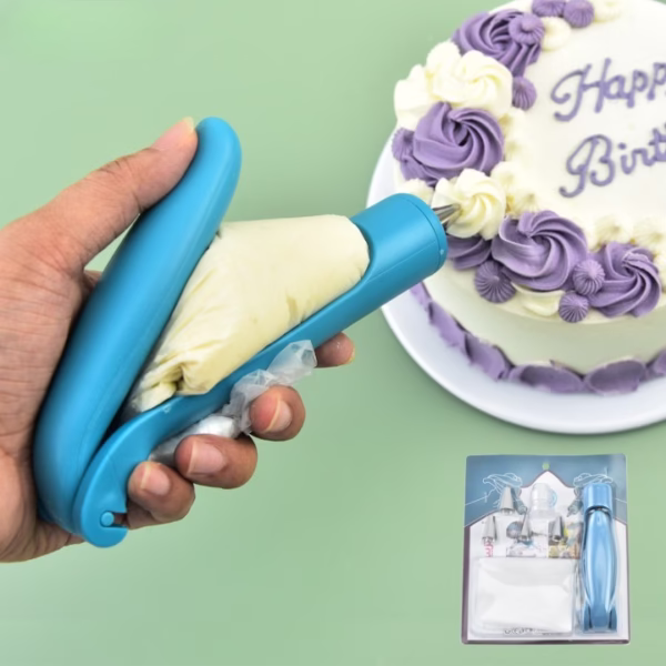 Set Accesorii Decorare Prajituri si Torturi, Flippy, 5 Capete pentru Modele, 21.7x18.8 cm, Ustensila Manuala pentru Ornare, Albastru - imagine 3