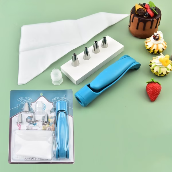 Set Accesorii Decorare Prajituri si Torturi, Flippy, 5 Capete pentru Modele, 21.7x18.8 cm, Ustensila Manuala pentru Ornare, Albastru - imagine 4