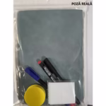 Set Agenda A5 Reutilizabila cu Pagini Tip Tabla, Agenda Pagini Albe cu Stergere Uscata, 3 Markere, 1 Burete și 1 Laveta de sters, Portabila, 24 x 16.5 cm, Coperta Piele, Verde - imagine 6