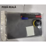 Set Agenda A5 Reutilizabila cu Pagini Tip Tabla, Agenda Pagini Albe cu Stergere Uscata, 3 Markere, 1 Burete și 1 Laveta de sters, Portabila, 24 x 16.5 cm, Coperta Piele, Maro - imagine 7