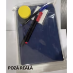 Set Agenda A5 Reutilizabila cu Pagini Tip Tabla, Agenda Pagini Albe cu Stergere Uscata, 3 Markere, 1 Burete și 1 Laveta de sters, Portabila, 24 x 16.5 cm, Coperta Piele, Albastru - imagine 6