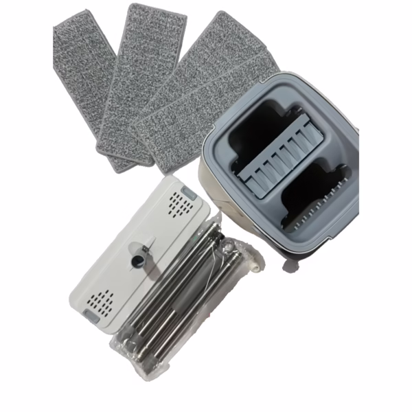 Set de Curatenie, Flippy, Mop si Galeata, Capacitate 5.7 l, 4 Rezerve Microfibra Incluse, Plastic, Utilizare Umeda/Uscata, Stoarcere Fara Maini, Albastru/Alb - imagine 11