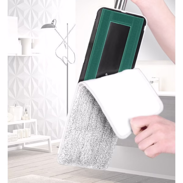 Set de curatenie Flippy, mop si galeata, galeata 5.7 l, 4 rezerve microfibra incluse, design modern, pentru interior, material plastic, peri sintetici, plat, cu storcere, alb - imagine 6