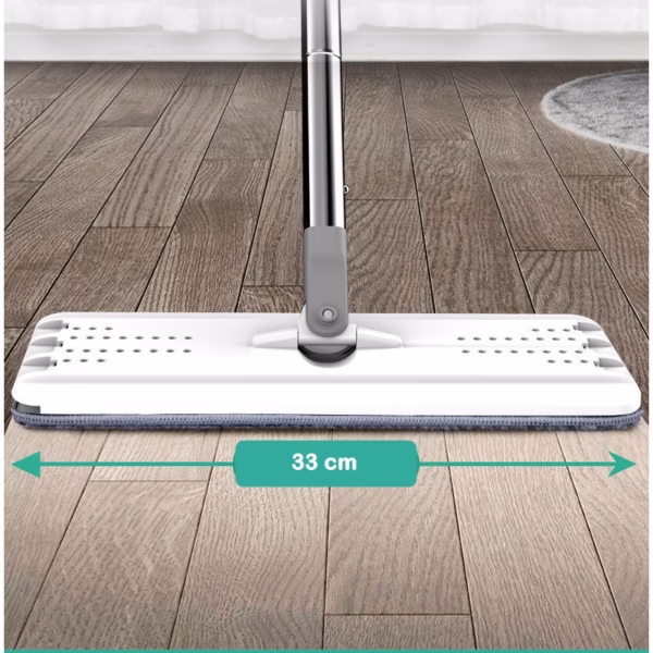 Set de curatenie Flippy, mop si galeata, galeata 5.7 l, 4 rezerve microfibra incluse, design modern, pentru interior, material plastic, peri sintetici, plat, cu storcere, alb - imagine 7